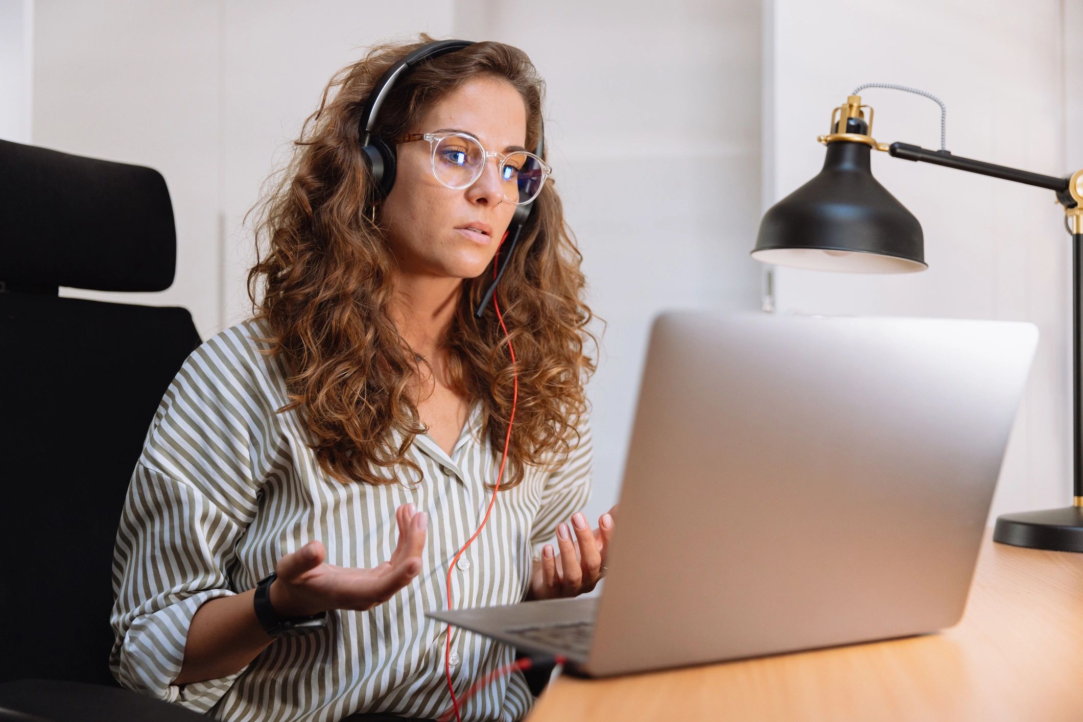 Psychiatrist conducting a remote video consultation